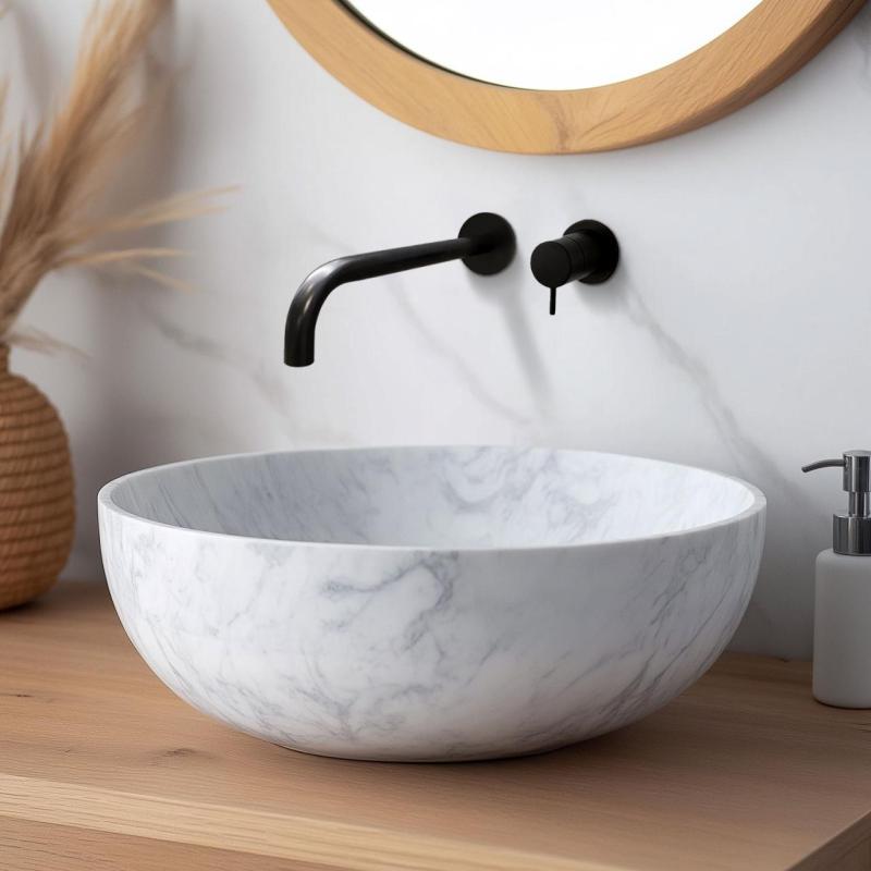 Waterevolution Flow inbyggd tvättställsblandare matt svart med utlopp 21 cm T116BPR-21