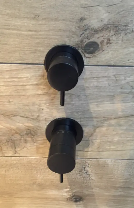 Waterevolution Flow inbyggd duschtermostat med 2 utgångar matt svart med rund rosett 1208778072