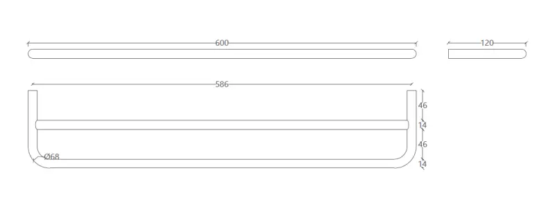 Waterrevolution flow dubbel handdukshållare 60cm matt svart A112DPR