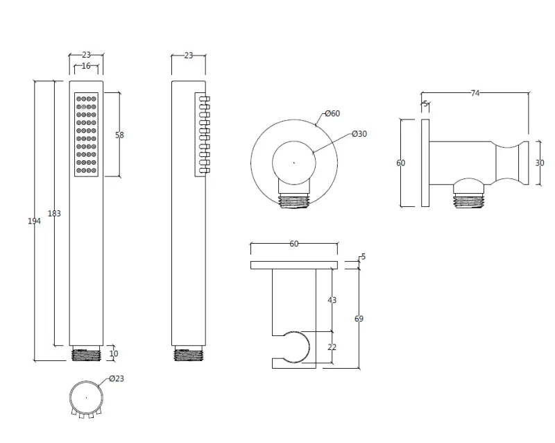 Waterevolution Flow badrumsserie komplett med vägganslutning, helt i rostfritt stål T1621IE
