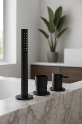 Waterevolution Flow 3-håls Badblandare för Montering på Badkarskant Matt Svart T138SBPR