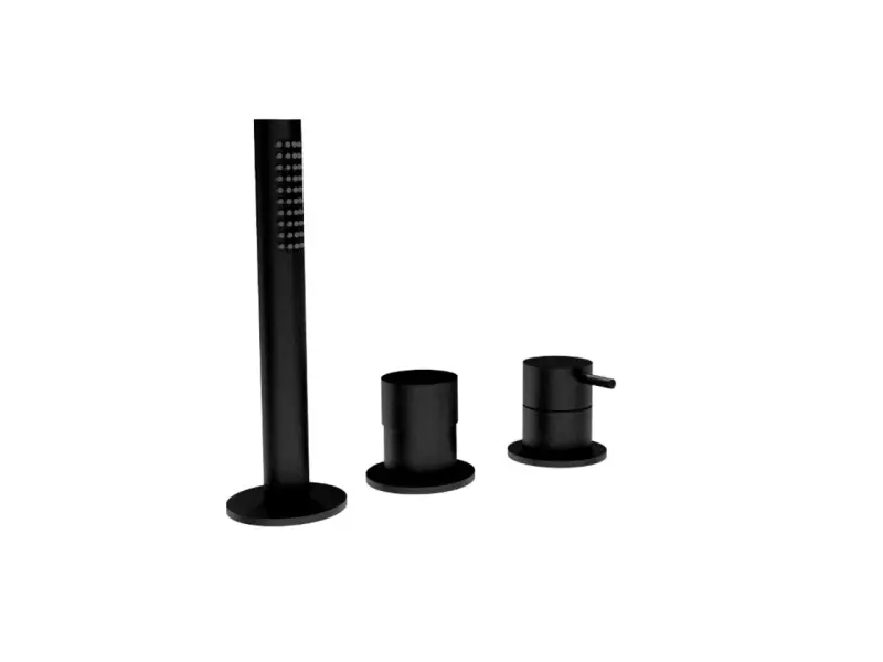 Waterevolution Flow 3-håls Badblandare för Montering på Badkarskant Matt Svart T138SBPR