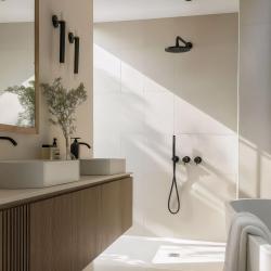 Waterevolution Flow inbyggd duschset matt svart med termostat regndusch och handdusch 1208846402