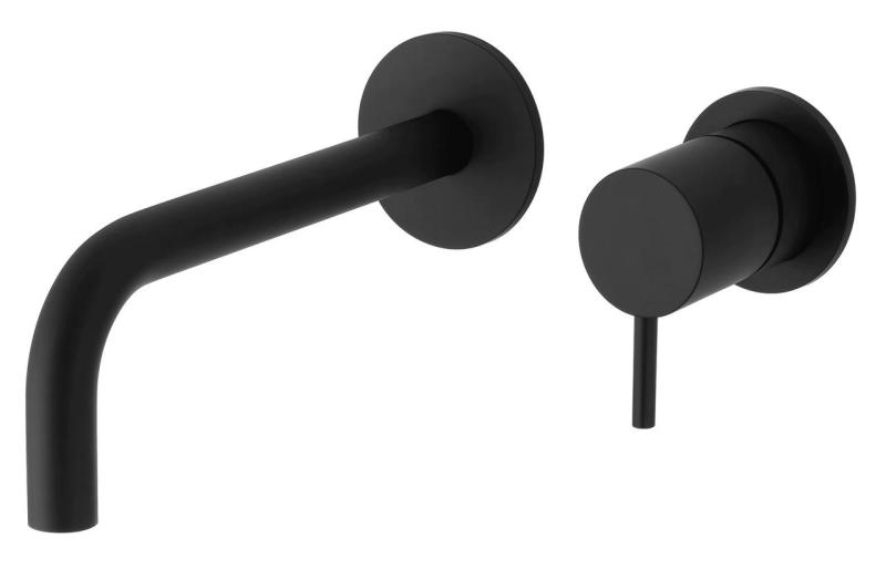 Waterevolution Flow inbyggd tvättställsblandare matt svart med utlopp 15 cm T116BPR-15