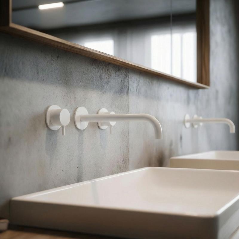 Waterevolution Flow 3-håls infälld tvättställsblandare matt vit med utlopp 21 cm T1163FBR-21