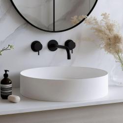 Waterevolution Flow 3-håls infälld tvättställsblandare matt svart med utlopp 15 cm T1163FPR-15