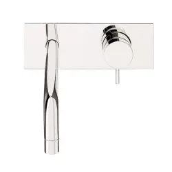 Waterevolution Flow inbyggd tvättställsblandare med täckplatta matt svart med utloppspip 21 cm T1161BPR-21
