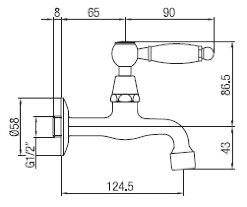 PB klassisk väggmonterad fontänkran med vit handtag för kallvatten i rostfritt stål 1208853532