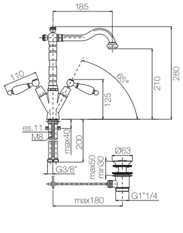 PB klassisk kran tvättställsblandare Vita handtag pip 18,5 cm Rostfritt stål 1208854312