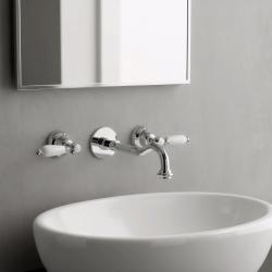 PB klassisk inbyggnadsväggkran med vita handtag, 25 cm pip, Krom 1208854382