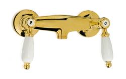 PB klassisk kran monterad duschset med vita handtag inklusive handdusch RVS 1208854492