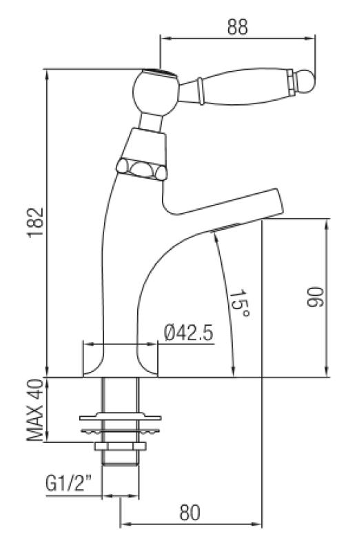 PB klassisk fontänkran med vit handtag kallvatten liten modell rostfritt stål 1208854912