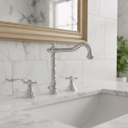 PB klassisk 3-håls tvättställsblandare med stjärnformade handtag och en pip på 18,5 cm Krom 1208854922