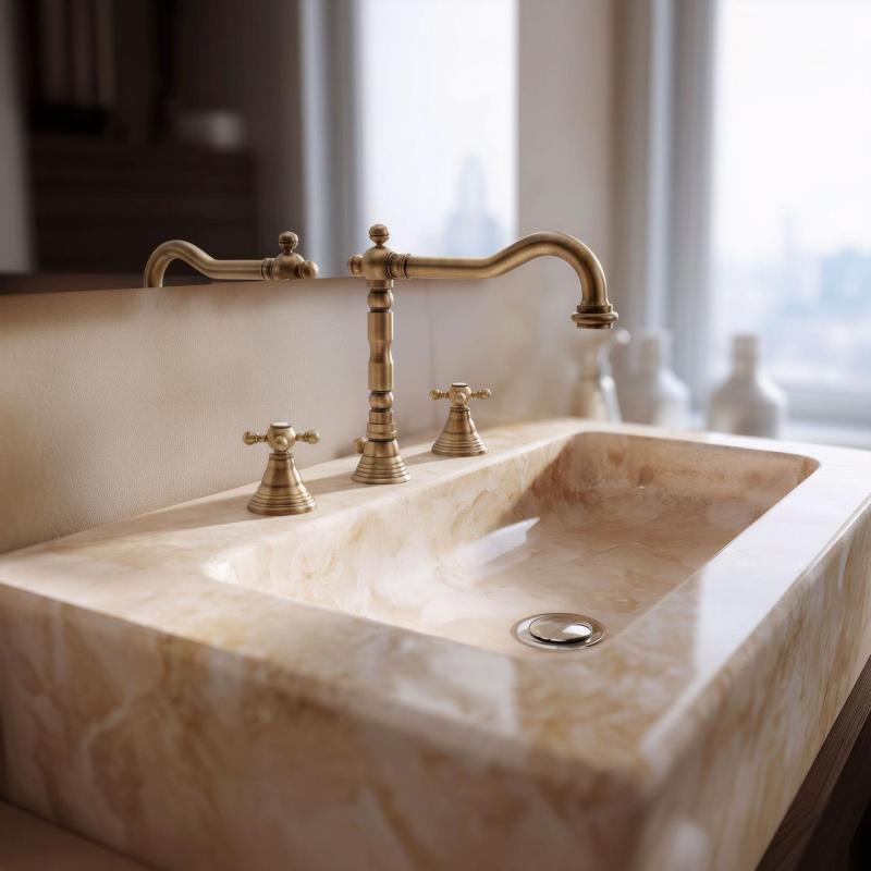 PB klassisk 3-håls tvättställsblandare stjärnhandtag pip 18,5 cm Brons 1208854942