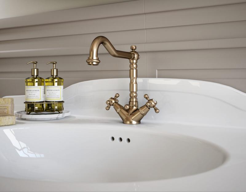 PB klassisk tvättställsblandare stjärnhandtag pip 18,5 cm Brons 1208854962