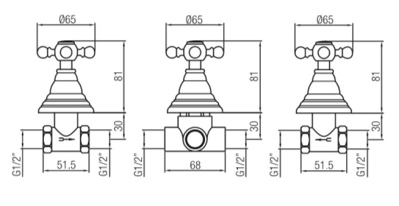 PB klassisk 2-vägs inbyggd duschset med omkopplare med stjärnformade vred i rostfritt stål 1208855382