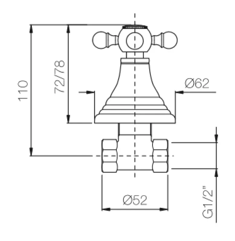 PB klassisk inbyggd kran med stjärnventil Krom 1208855562