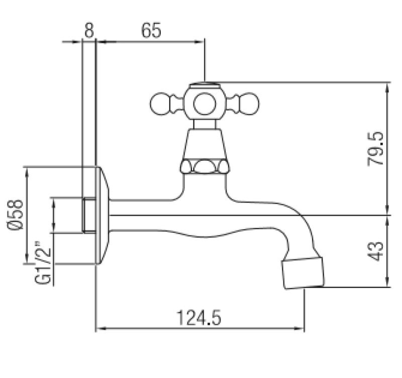 PB klassisk väggfontänkran med stjärnknopp kallvatten brons 1208855602