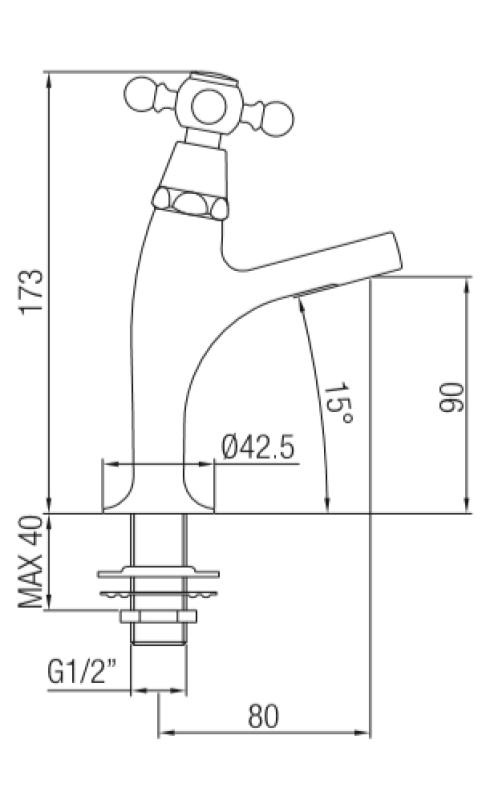 PB klassisk fontänkran med stjärnhandtag kallvatten liten modell krom 1208855682