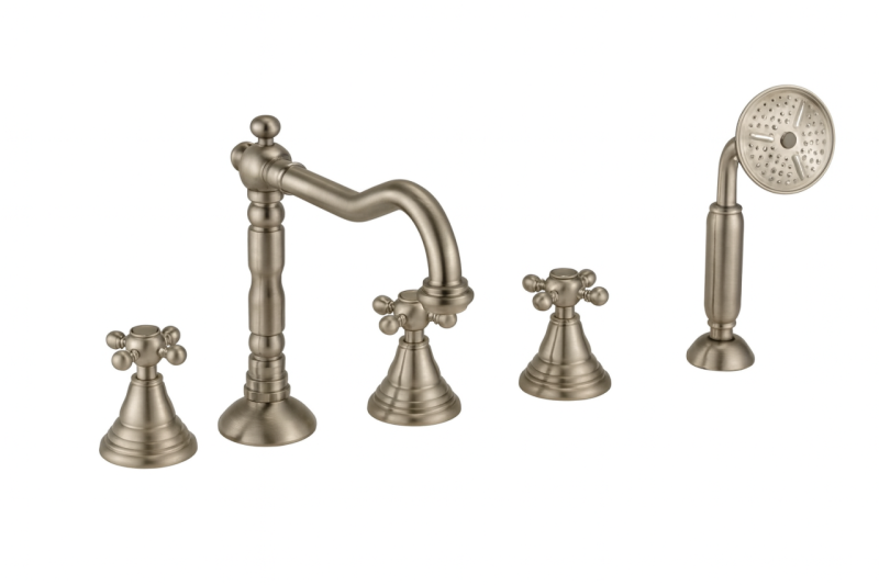 PB klassisk 5-håls badkarskran med stjärnknoppar i rostfritt stål 1208855792