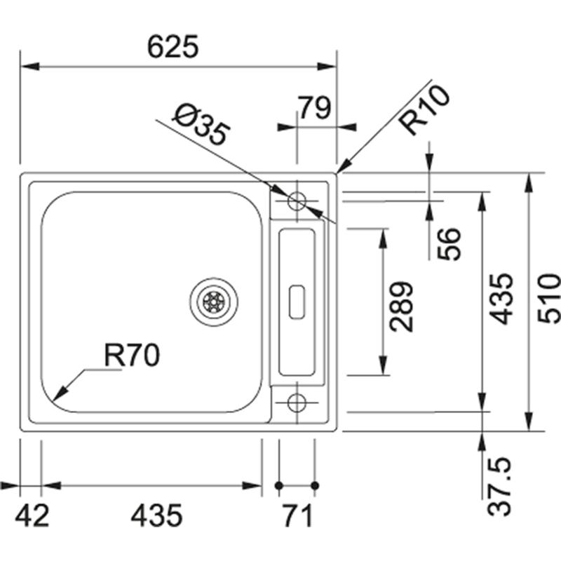 Franke Argos AGX 210 rostfri diskho planmontering 625x510 vändbar 127.0380.400