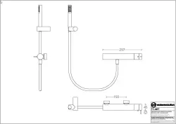 Waterevolution Flow duschtermostat med duschset i rostfritt stål T140TIE