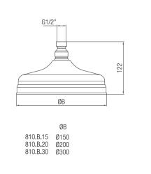 PB klassisk takdusch 20 cm krom 1208898832