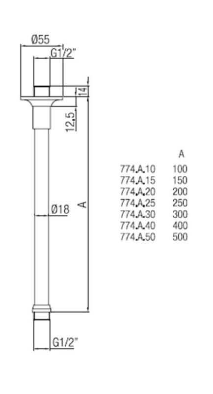 PB klassisk dusch takarm i rostfritt stål 30 cm 1208898962