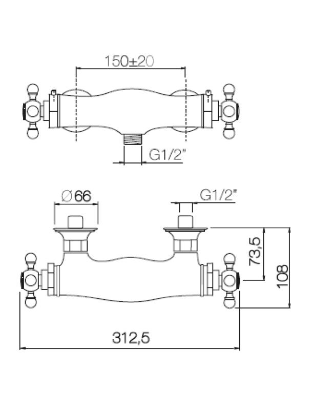 PB klassisk duschtermostat rostfritt stål 1208898992