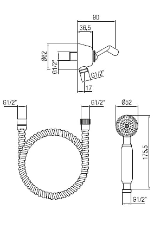 PB klassisk handduschset med upphängningskrok brons 1208899042