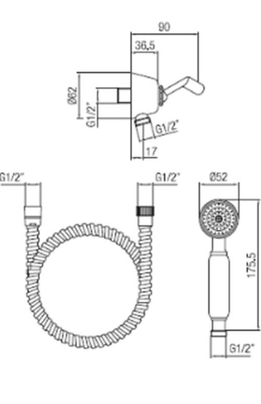 PB klassisk handduschset med upphängningskrok krom 1208899052