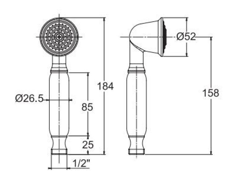 PB klassisk handdusch med vitt handtag krom 1208916142