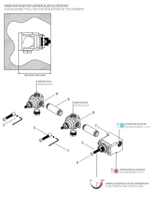 Waterevolution Flow inbyggd duschtermostat med 2 avstängningskranar i borstat mässing 1208916452