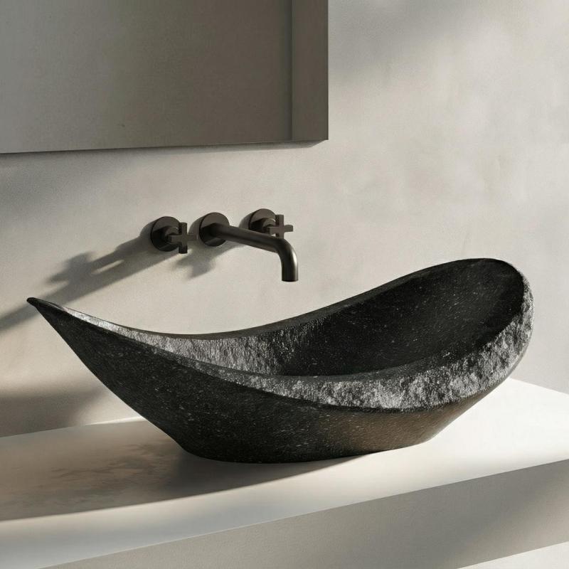 Waterevolution Cruz 3-håls inbyggd tvättställsblandare matt svart 19 cm pip 1208916572