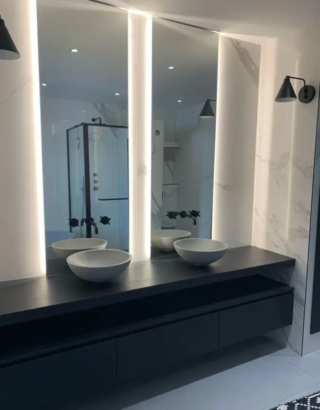 Waterrevolution Cruz 3-håls inbyggd tvättställsblandare med 15 cm utloppspip matt svart 1208916582