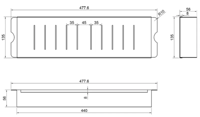 Caressi CACSD46 svart 44 cm insatslåda avfallslåda rostfritt stål 1208920600