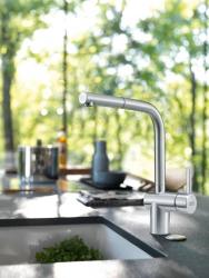 Franke rostfri borstad kökskran Atlas Neo utdragbar pip inox 115.0521.438