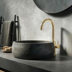 Waterevolution Flow hög tvättställsblandare PVD borstad ljus guld T1121FUWGE