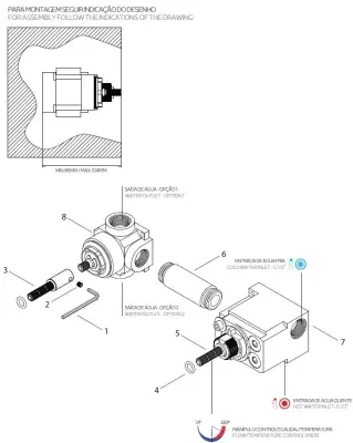 Waterevolution Flow inbyggd duschtermostat med 1 omställningskran krom 1208920984