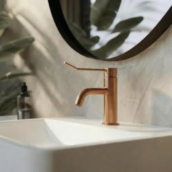 Waterevolution Flow tvättställsblandare inkl. click-plugg PVD borstad koppar T111CPE