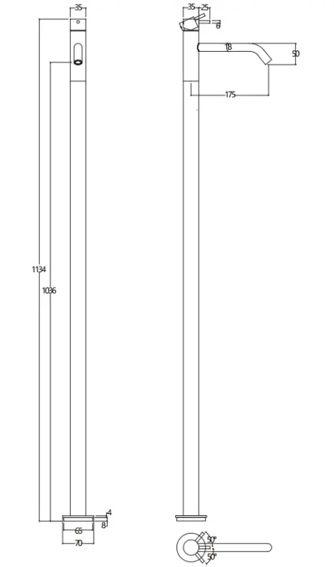 Waterevolution Flow fristående tvättställsblandare rostfritt stål T113IE
