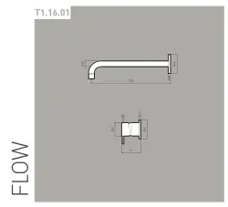 Waterevolution Flow inbyggd tvättställsblandare borstad mässing med utloppspip 15cm T116BBB-15
