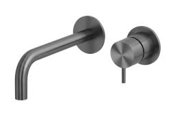 Waterevolution Flow Inbyggd tvättställsblandare i PVD-beläggning i gun metal med 15 cm utlopp T116BGME-15