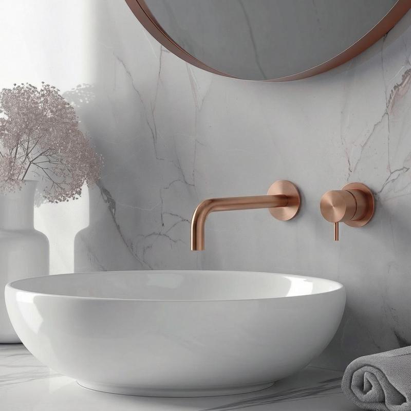 Waterevolution Flow Inbyggd tvättställsblandare i PVD-behandlad borstad koppar med 21 cm utlopp T116BCPE-21