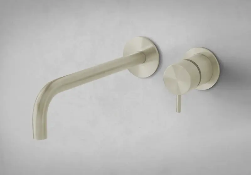 Waterevolution Flow Inbyggd handfatkran PVD Vitguld med utlopp 21 cm T116BWGE-21