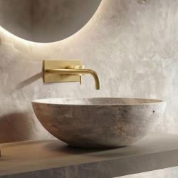 Waterevolution Flow inbyggd tvättställsblandare med täckplatta Borstad mässing med utlopp 21 cm T1161LE-21