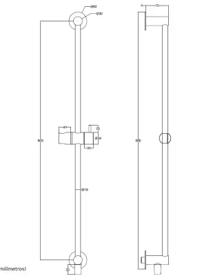 Waterevolution Flow glidstångsset med handdusch 800 mm Gun Metal T1661GME