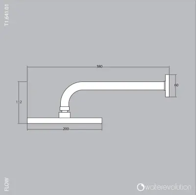 Waterevolution Flow huvuddusch 200 mm med vägganslutning Borstad koppar T1641CPE