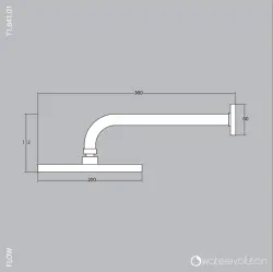 Waterevolution Flow huvuddusch 200 mm med vägganslutning Gun Metal T1641GME