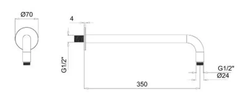 SB Rubinetterie Universell väggduscharm rund 35 cm färg krom 1208946660